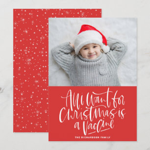 Cartão De Festividades Tudo que eu quero no Natal é uma vacina foto verm