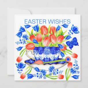 Cartão De Festividades Tulipas e Primavera Teacup