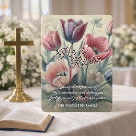 Cartão De Festividades Tulipas Florais da Páscoa Personalizadas Ele Ressu
