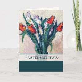 Cartão De Festividades Tulipas primavera. Placa Personalizada de Páscoa d