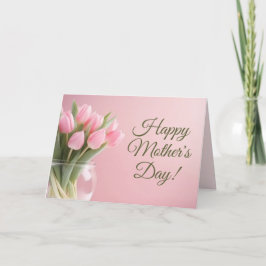 Cartão De Festividades Tulipas Rosa Dia das Mães