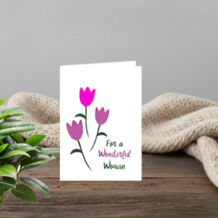 Cartão De Festividades Tulipas Rosa e Roxo Dia das Mães