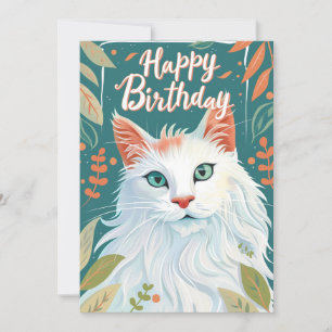 Cartão De Festividades Turco Angora Cat Feliz Aniversário