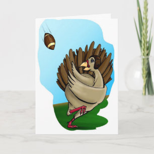 Cartão De Festividades Turkey and Football Thanksgiving Card