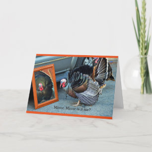 Cartão De Festividades Turkey greeting card gazing at his reflection .