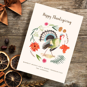 Cartão De Festividades Turkey Thanksgiving Greetings Cards