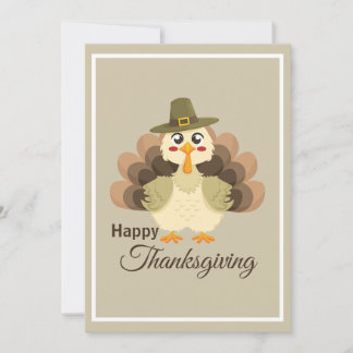 Cartão De Festividades Turkey Thanksgiving Simple Cute Colorful Cartoon