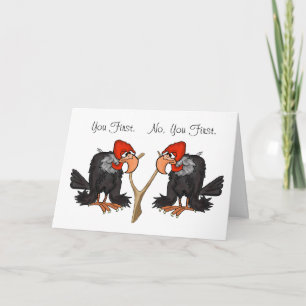Cartão De Festividades Turkey Vultures With Wishbone Thanksgiving Card
