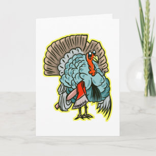 Cartão De Festividades Turkey with an ax funny thanksgiving