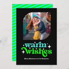 Cartão De Festividades Turquesa e Verde-Limão Moderno Retro Natal Foto