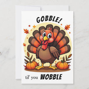 Cartão De Festividades Turquia Gobble Wobble Engraçado Turquia Ação de Gr