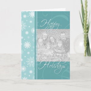 Cartão De Festividades Turquoise Happy Holidays Christmas Photo Card