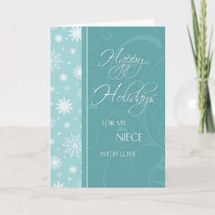Cartão De Festividades Turquoise Happy Holidays Niece Christmas Card