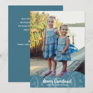Cartão De Festividades Turquoise Linen Filigree Foto de Natal