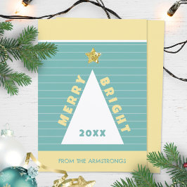Cartão De Festividades Turquoise Minimalist Geometric Christmas Tree