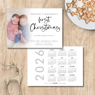 Cartão De Festividades Twin Baby First Christmas Photo 2024 Calendar