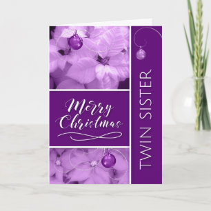 Cartão De Festividades Twin Sister Christmas Purple Poinsetta