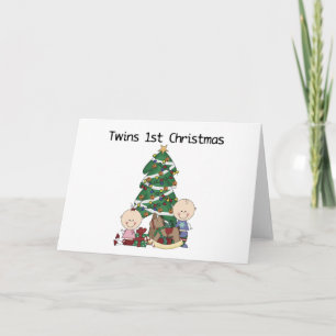 Cartão De Festividades Twins First Christmas Tshirts and Gifts