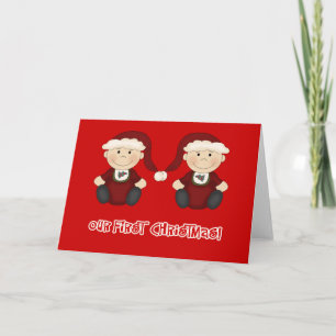Cartão De Festividades Twins: Our First Christmas Customizable
