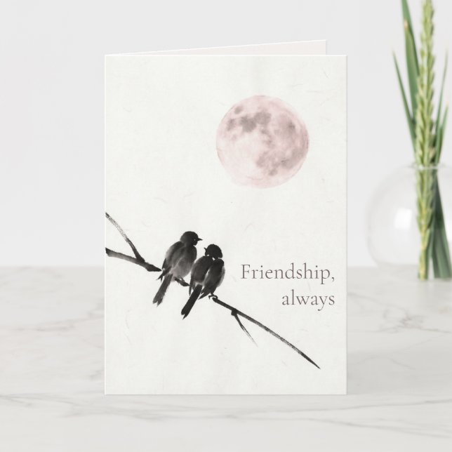 Cartão De Festividades Two Birds Sumi-E | Friendship, Always | Galentines (Frente)