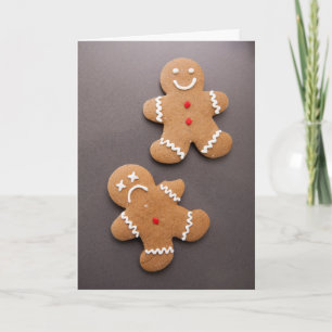 Cartão De Festividades Two gingerbread men on grey