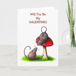 Cartão De Festividades Two Little Mice and a Toadstool: Valentine