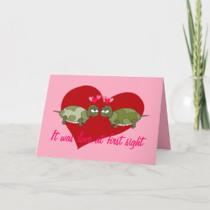 Cartão De Festividades Two Turtles in Love Customizable Valentine Card