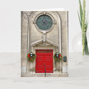 Cartão De Festividades Two Wreaths and Red Door/Holiday Greeting Card