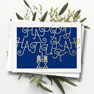 Cartão De Festividades Typografia Design Happy Hanukkah