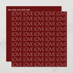 Cartão De Festividades Typografia "Love" Red Square Dia de os namorados