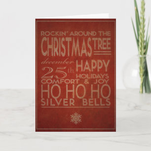 Cartão De Festividades typography christmas card in red