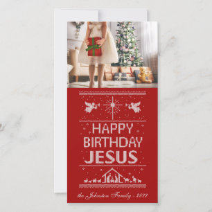 Cartão De Festividades Ugly Christmas Knit Happy Birthday Jesus Religious