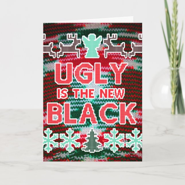 Cartão De Festividades Ugly é o novo doce de Natal preto (Frente)