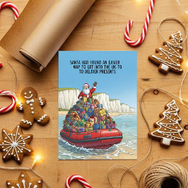 Cartão De Festividades UK Beach Santa Funny Christmas Card