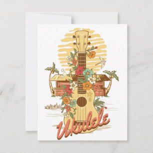 Cartão De Festividades Ukulele - Memórias de Verão do Havaí