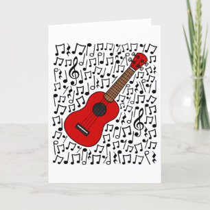 Cartão De Festividades Ukulele Musical Notes Uke Player Musical