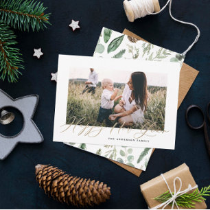 Cartão De Festividades Último ano de ouro de script elegante com foto mod