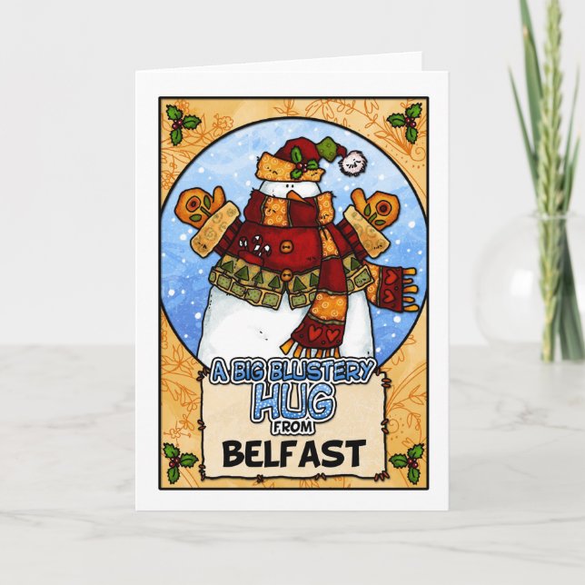 Cartão De Festividades Um abraço Blustery grande de Belfast (Frente)