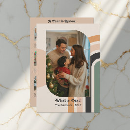 Cartão De Festividades Um ano em revisão 12 Feriado retrô de colagem de f