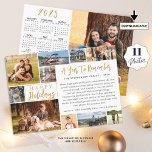 Cartão De Festividades Um Ano Para Lembrar 11 Fotos 2023 Calendário<br><div class="desc">Placa de cartões de natal exclusiva com 11 fotos (um modelo de colagem de fotos fácil de carregar para 10 fotos em várias formas e tamanhos na frente e uma na parte traseira). O design oferece uma saudação editável FÉRIAS FELIZES, que você pode mudar para MERRY CHRISTMAS, FELIZ ANO NOVO...</div>