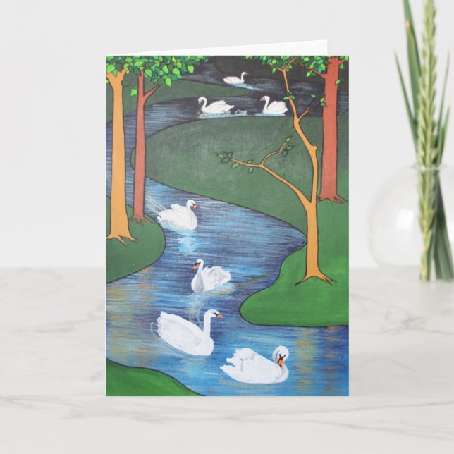 Cartão De Festividades Um bando de sete pântanos-a-natação (Frente)