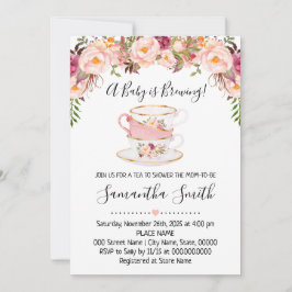 Cartão De Festividades Um bebê está a preparar chá chá de fraldas cor-de-