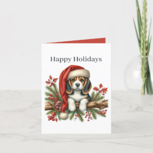 Cartão De Festividades Um cachorrinho fofo personalizável Feliz Natal