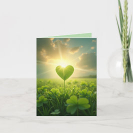 Cartão De Festividades Um coração macio de shamrock debaixo do céu noturn