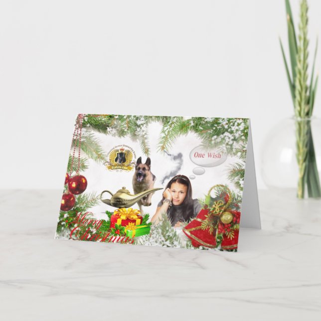 Cartão De Festividades Um desejo - Natal German shepherd (Frente)