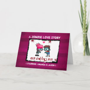 Cartão De Festividades Um Dia de os namorados de História de Amor Zombie