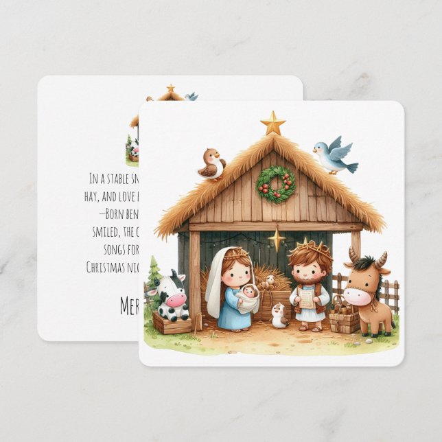 Cartão De Festividades Um Estábulo Cheio de Alegria (Frente/Verso)