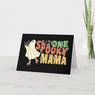 Cartão De Festividades Um Fantasma Louco Da Mama Groovy Com Flores Vintag