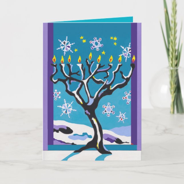 Cartão De Festividades Um Hanukkah invernal (Frente)