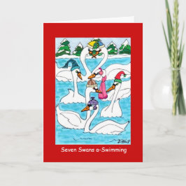 Cartão De Festividades Um-Natação de sete cisnes